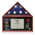 thumbnail image 3 of Reminded Large Military Shadow Box Memorial Flag Display Case fits 5' x 9' Flag, Solid Wood Mahogany Finish, 3 of 7
