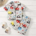 thumbnail image 2 of Summer Boys Girls Pajamas Set Short Sleeve Cartoon Prints Tops Shorts Sleepwear Outfits Pajamas Clothes 2 Pajamas, 2 of 8
