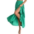 thumbnail image 4 of Franhais Women Tiered Skirt Ruffle Maxi Skirt High Waisted Flowy Boho Skirt Vintage Beach Long Hippie Skirt, 4 of 6