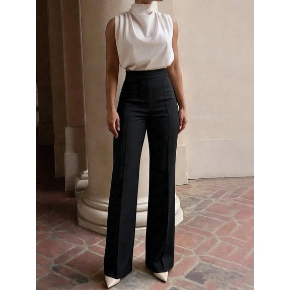 Women's Fashionable High-Waisted Flared Pants, Multiple Colors Available