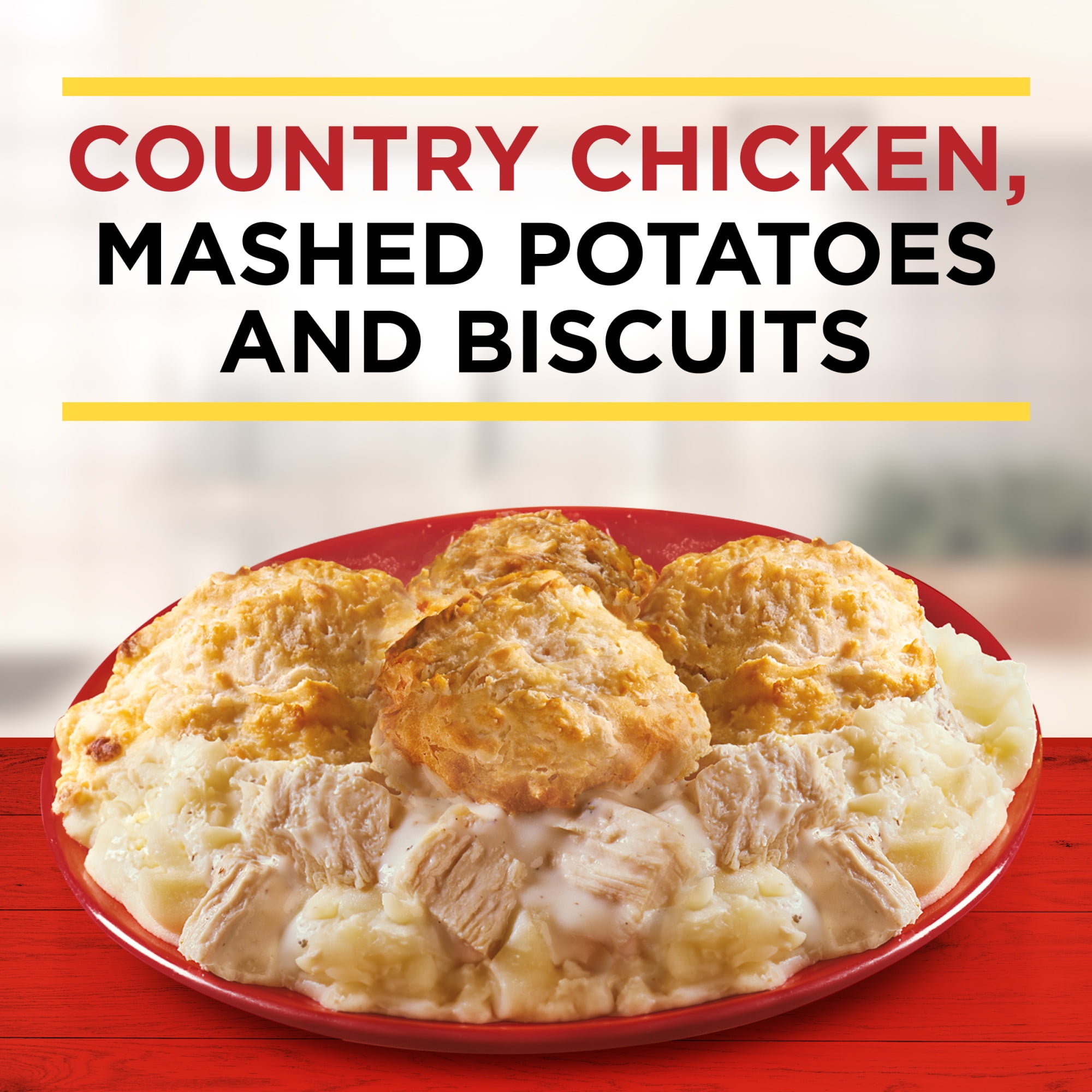 Banquet Homestyle Bakes Country Chicken, Mashed Potatoes and Biscuits, 6g Protein per Serving, Meal Kit, 30.9 oz.