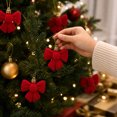 thumbnail image 5 of 6Pcs Velvet Christmas Balls, Flocked Bow Shaped Baubles for Christmas Tree, Shatterproof Flocked Ornaments Balls for Family Holiday Wedding Party Xmas Hanging Decoration(Red), 5 of 7