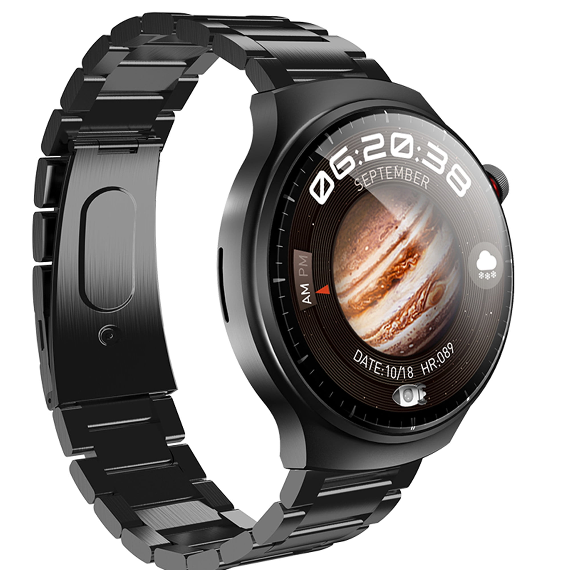 E EYAFA Bluetooth Call Smart Watch JS W4 with 1.5 inch AMOLED Screen for Men and Women-Black