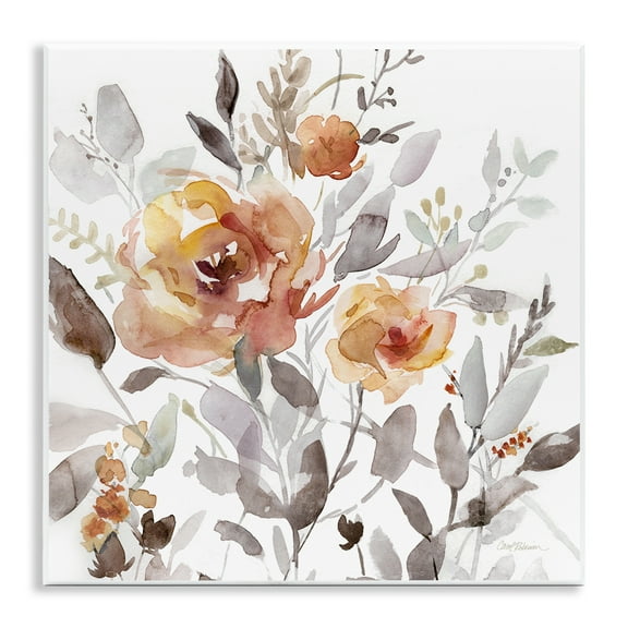 Stupell Industries Energetic Florals on White Plants & Flowers Painting Unframed Art Print Wall Art, 12 x 12