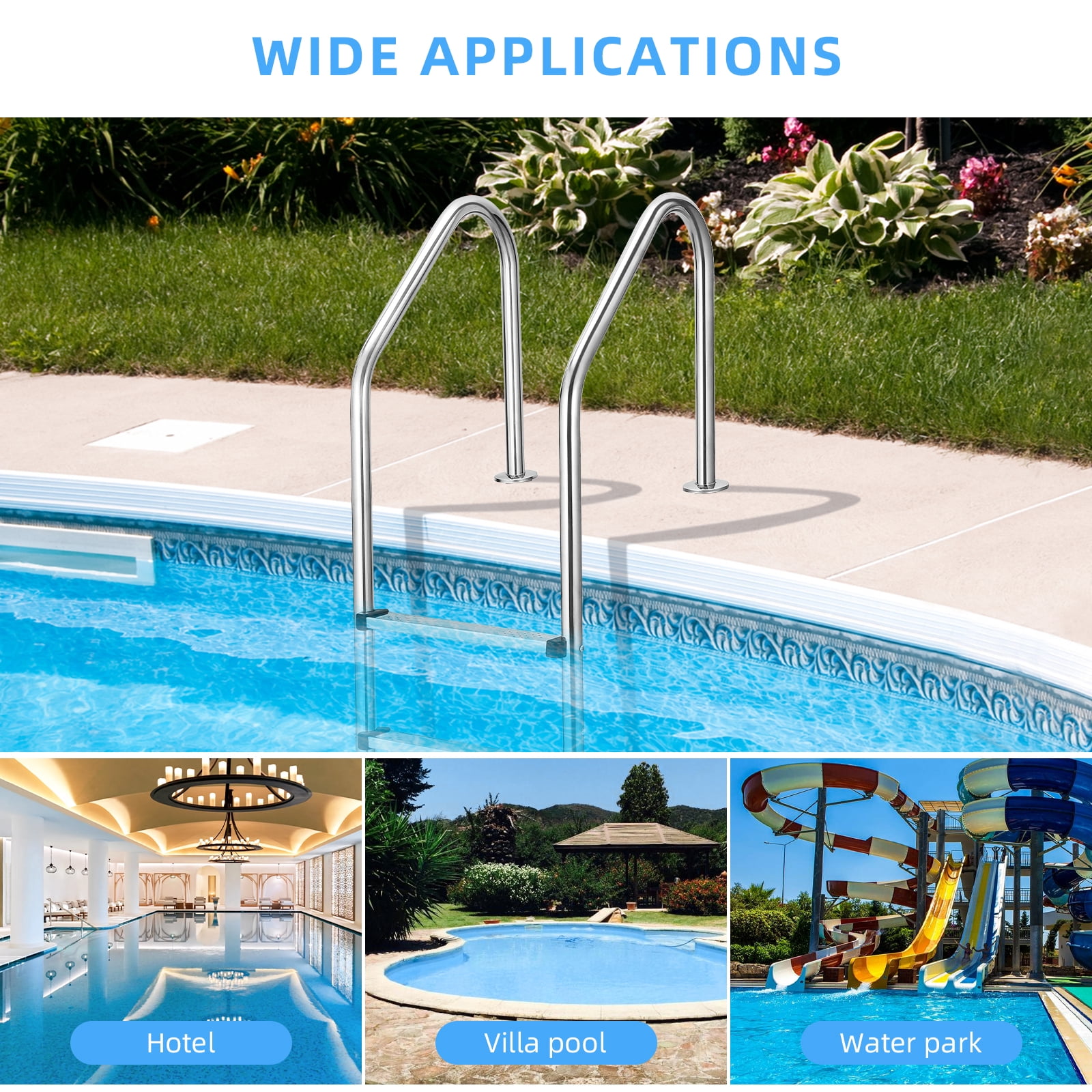 Heavy Duty Stainless Steel Pool Ladder, 2-Step Safety Ladder with Non ...