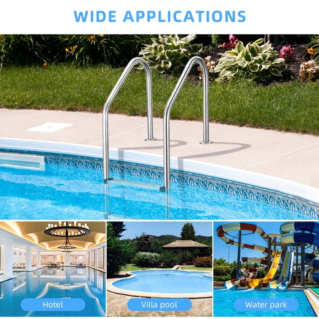 Heavy Duty Stainless Steel Pool Ladder, 2-Step Safety Ladder with Non-Slip Steps & Ergonomic Handrails for Inground/Above Ground Pools, Easy Assembly