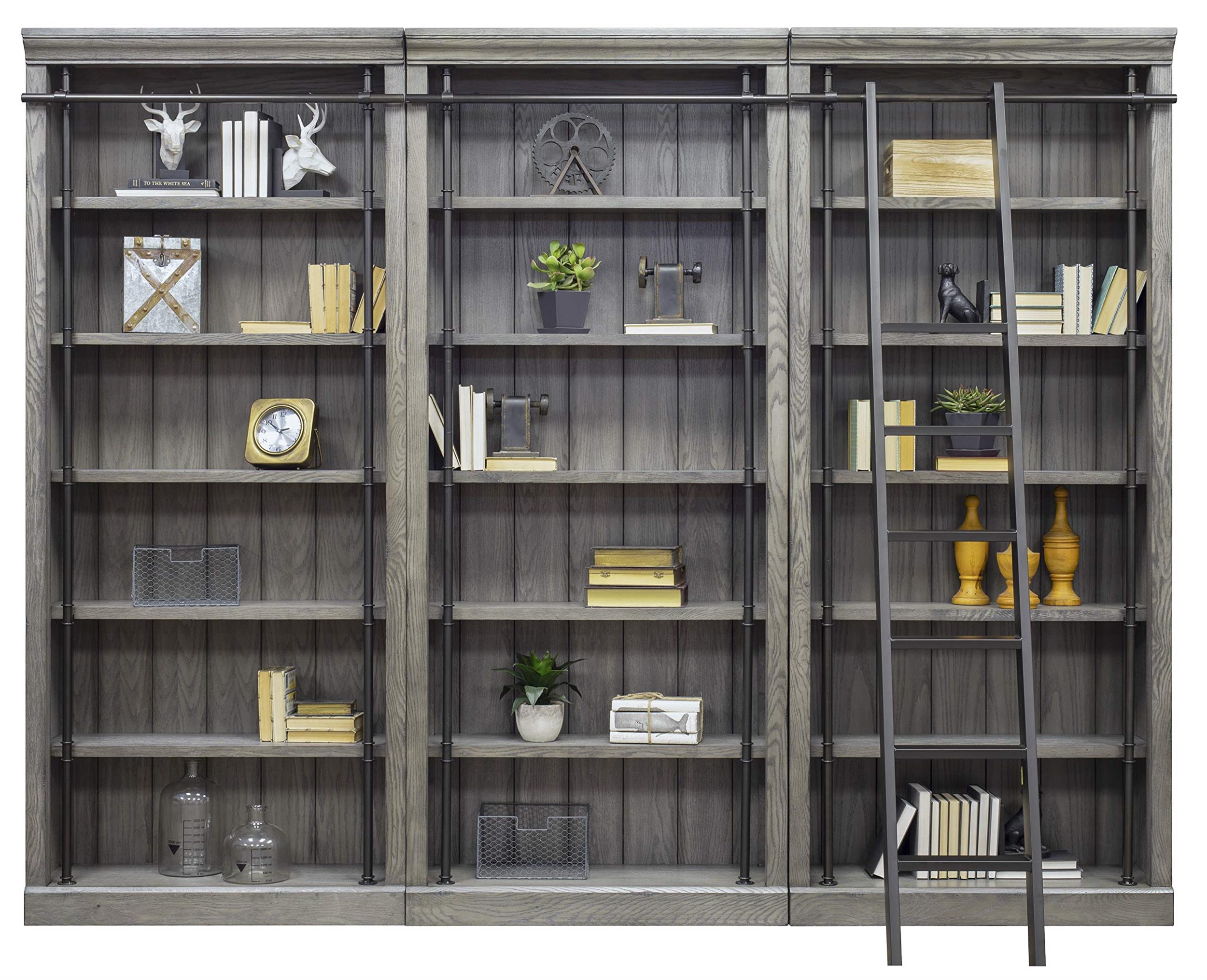 Martin Furniture Avondale 5-Adjustable Shelf 3 PC Tall Wood Bookcase - Wall Gray