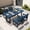 Blue, variant on SERWALL 5-Piece Outdoor Patio Dining Set, All-Weather HDPE Table and Chairs, Rectangular Table with Umbrella Hole, Seats 4, Low Maintenance,Black