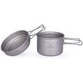 thumbnail image 5 of usharedo Titanium Pot Pan Set with Folding Handle Outdoor Camping Soup Pot Bowl Frying Pan Mess Kit Picnic Cookware Ti1585B, 5 of 5