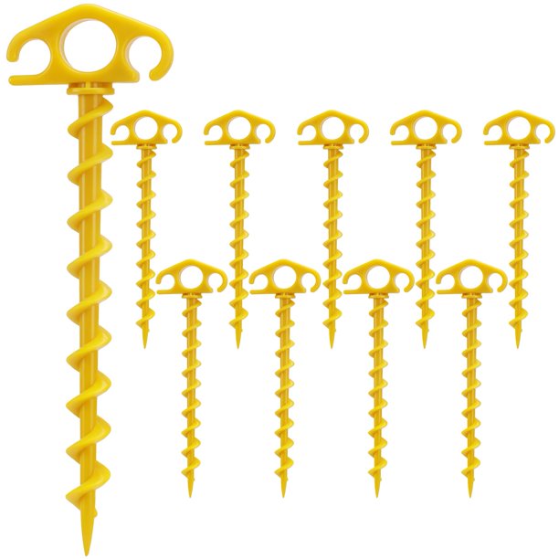Estacas para tienda de campaña COBARYEN, 24 cm, en espiral, fibra de nailon, 10 unidades, color amarillo