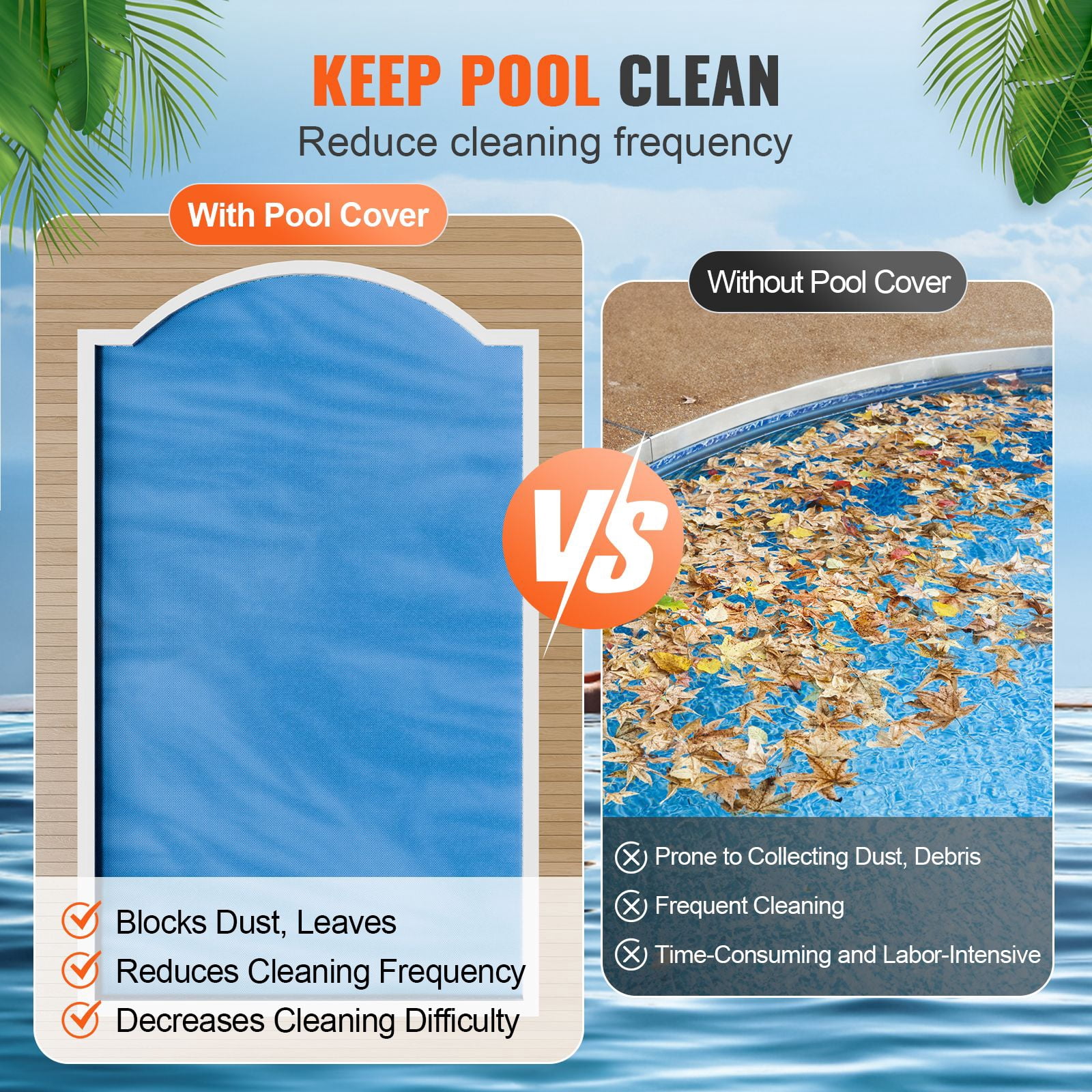 Solar Pool Cover, 28 x 14 ft Rectangle Solar Blanket for Pools, Inground Above Ground Swimming Pool Solar Cover, 16 mil Solar Covers, Blue