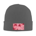 thumbnail image 2 of ZICANCN Pink Blooming Rose Print Knit Beanie Hat, Winter Cap Soft Warm Classic Hats for Men Women, Deep Heather, 2 of 8