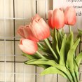 thumbnail image 4 of Ramo de arreglo de flores artificiales de tacto Real de tulipanes falsos de PU para decoración de boda en el hogar, oficina, 10 Uds., 4 of 5