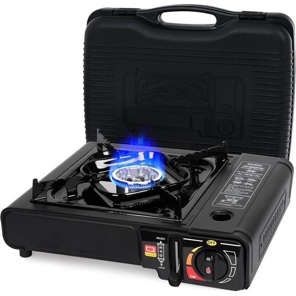Portable 3500W Camping Stove, 1 Burner Butane Gas Stove with Updated Carrying Case