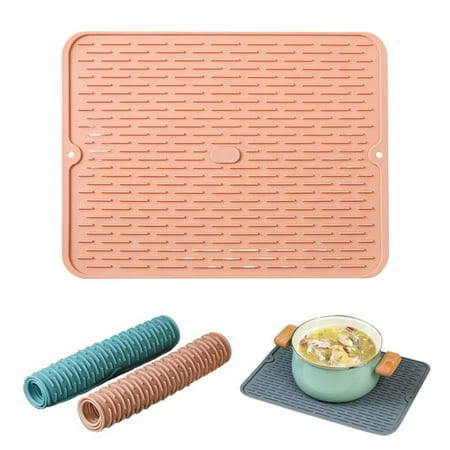 

Kitchen Mat Silicone Dish Drying Mat 2024 New Kitchen Sink Silicone Draining Mat Fast Drying Stone Sink Tray Heat Silicone Mat Easy Clean Raised Edge Holds Water