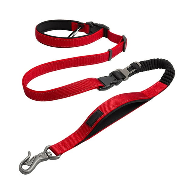 yingyy Reflective Pet Walking Leash Running Jogging Biking Animal Adjustable Elastic Band Bungee Rope Reusable Portable Red