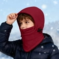 thumbnail image 2 of Kid Winter Hat Scarf Set Boys Girls Knit Hood Hats Balaclava Beanie Hat Warm Lining Scarf Skull Cap, 2 of 5