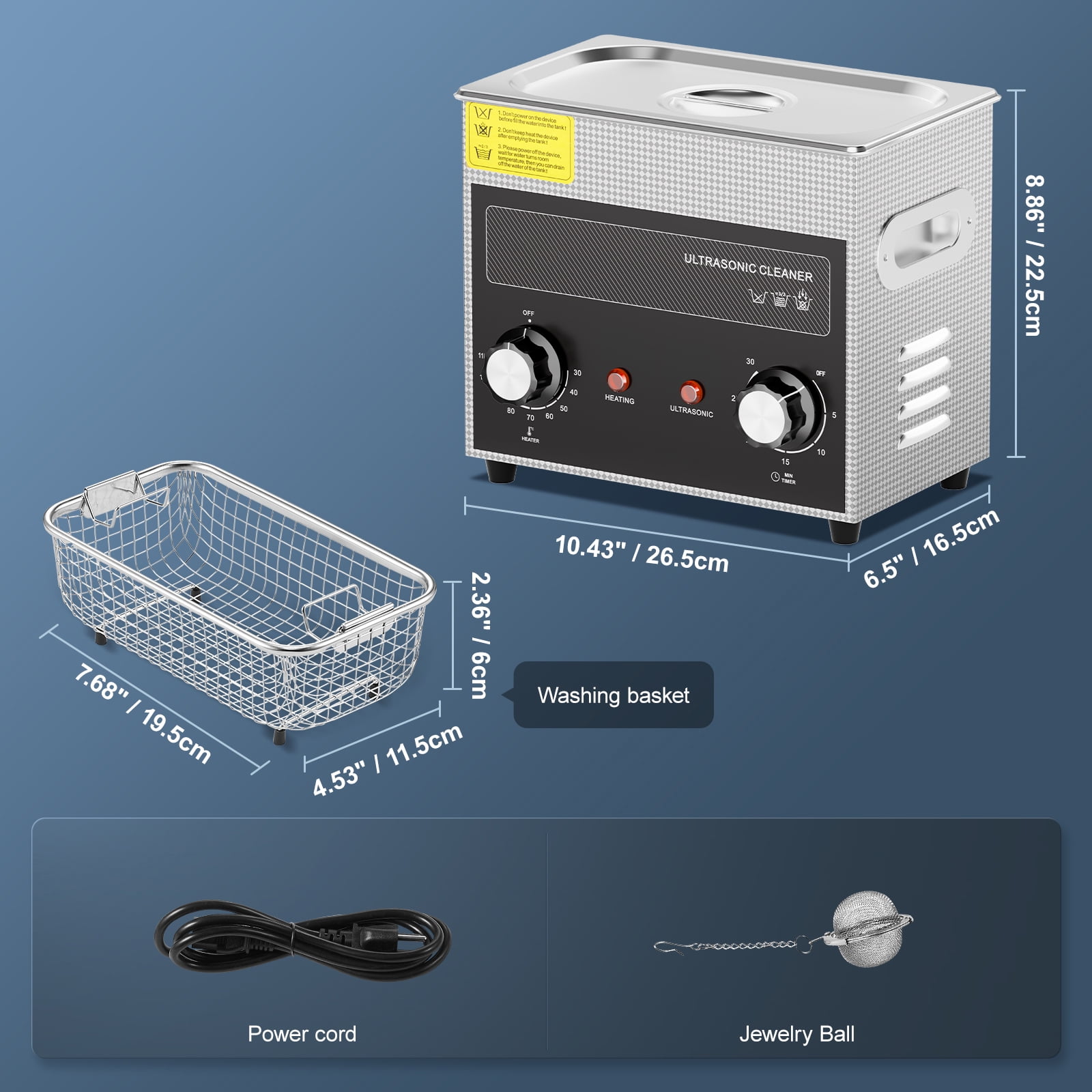 KFFKFF 3L Digital Ultrasonic Cleaning Device with Heating Function and Timer, Including Basket, 120W Power for Efficient Cleaning of Watches, Eyewear, Coins, and Metal Components