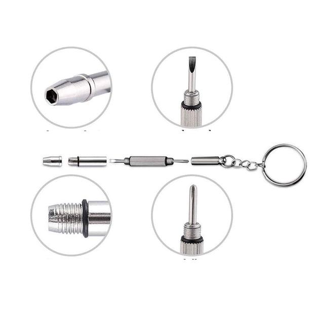 Destornillador de reparación de bolsillo para gafas y gafas de sol, llavero de doble punta, cabeza Phillips, cabeza plana y soporte para tuercas, 1 Uds.