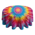 thumbnail image 4 of Colorful Tie Dye Mandala Pattern Round Tablecloth 60"x60",Wrinkle Wipeable Table Cloth for Kitchen Dining Room Picnic Patio Party, 4 of 6