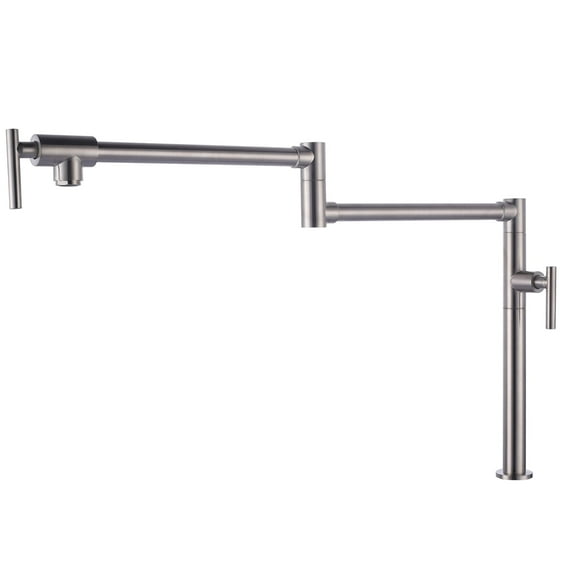 Wowow Solid Brass Folding Pot Filler Faucet for Kitchen Sink, Brushed Nickel