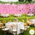 thumbnail image 2 of 40 Branches Wisteria Hanging Flowers with 20 Pcs Plant Wall Clips for Climbing Plants, Pink Fake Hanging Flowers Fake Flowers for Wedding Arch Party Garden Home Backdrop Decor, 2 of 8