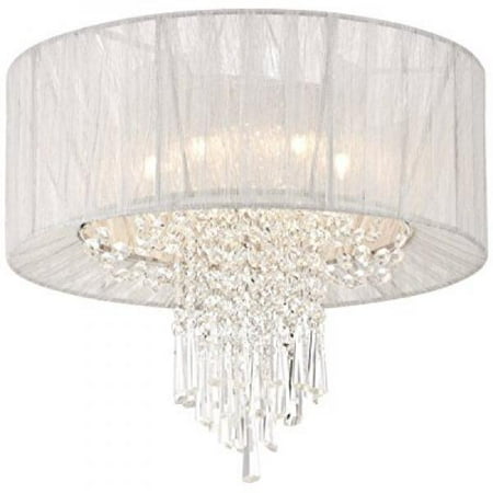 Hallie 15 3 4 Wide Clear Crystal Silver Ceiling Light Walmart Com