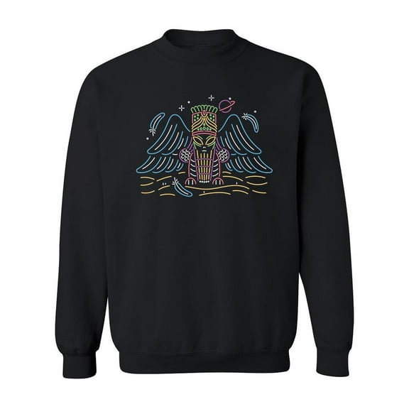 Ancient Neon Alien Design Sweatshirt Men -Image by Shutterstock, Male Large