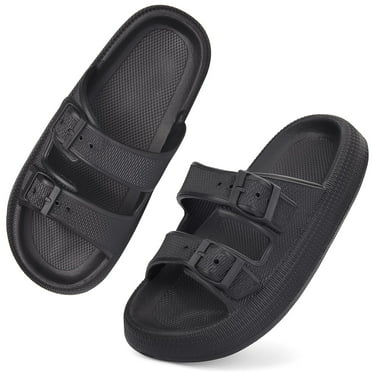 VONMAY Unisex Slides Sandals Thick Sole Pillow Sandals with Adjustable Double Buckle