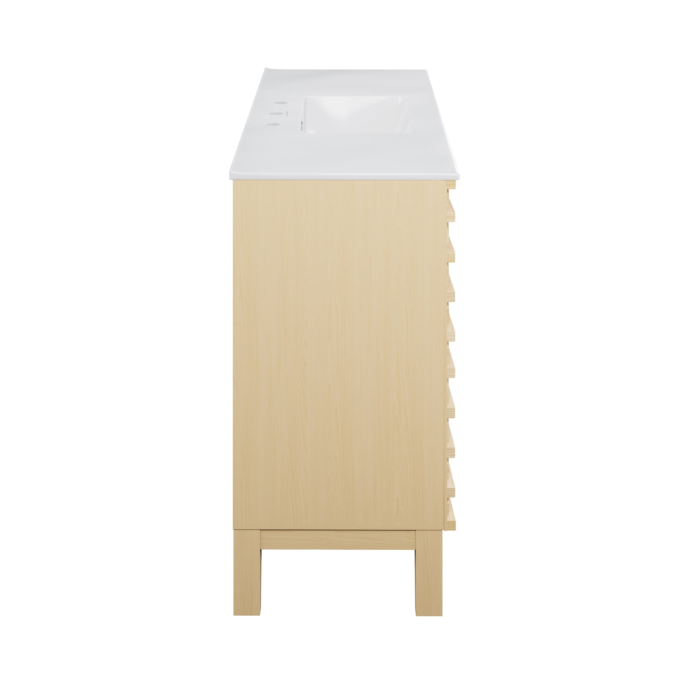 Cascade 48 in. Natural Oak Bathroom Vanity With White, 3-Hole Ceramic Sink Top