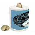 thumbnail image 2 of Ying Yang Piggy Bank, Abstract Design Daisy Flower Power on Tao Sign Floral Themed Art, Ceramic Coin Bank Money Box for Cash Saving, 3.6" X 3.2", Blue Black Grey, by Ambesonne, 2 of 4