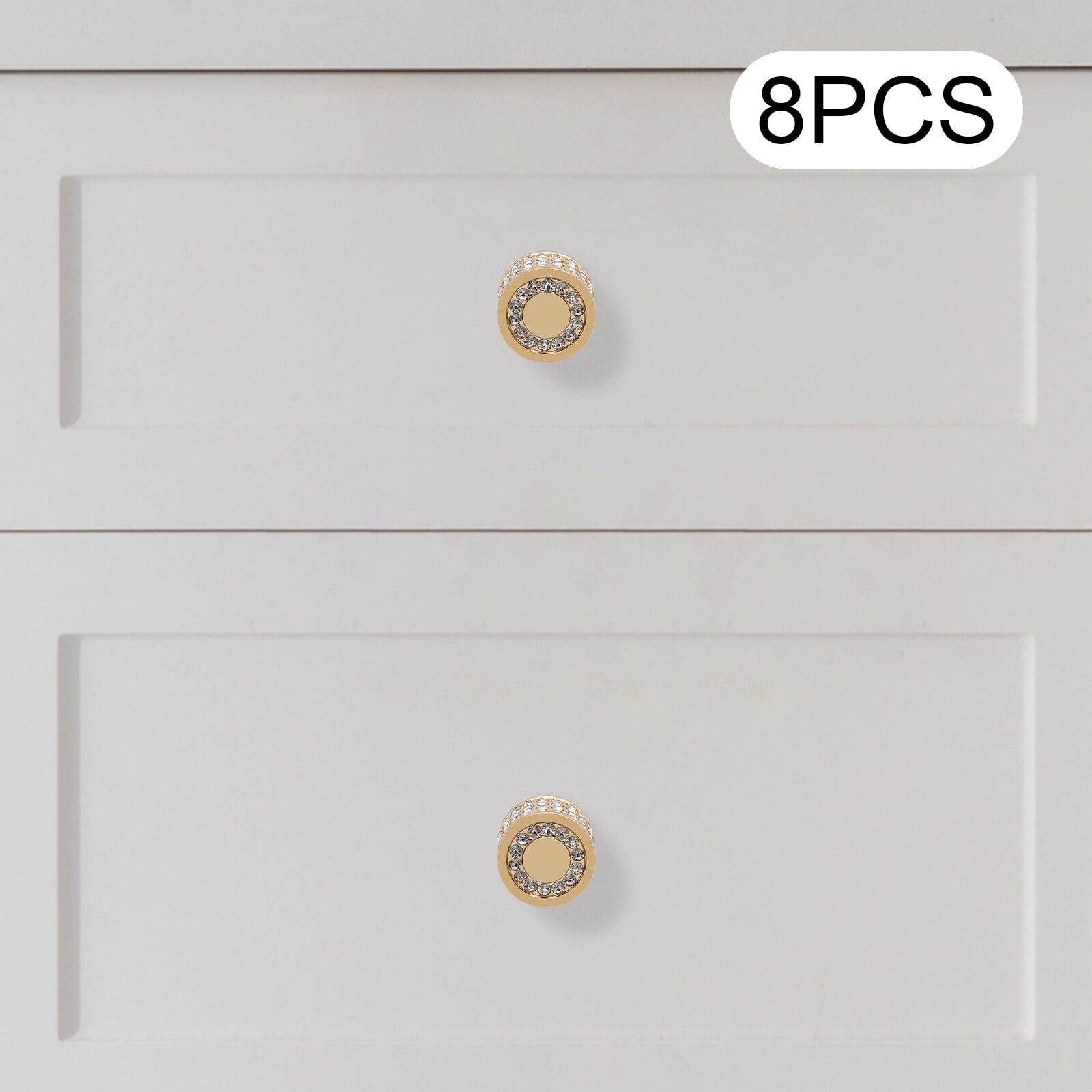 8 Pcs Modern Gold Cabinet Knob Shiny Cabinet Knob Round Furniture Handles for Home, Kitchen, Office
