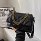 thumbnail image 4 of Bolso de cuero de PU femenino con diseño de rombos bordados a la moda, nuevo bolso de hombro tipo axila Joker con cadena gruesa, color negro, 4 of 5