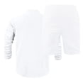 thumbnail image 6 of Mifsaly Linen Set Men 2 Piece Summer Beach Matching Lounge Outfits Button Closure Long Sleeve Shirt and Shorts with Pockets Lightweight Breathable Travel Vacation Clothes XL, 6 of 7