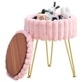 thumbnail image 1 of Taburete Storage Ottoman Wimarsbon, redondo y moderno, color rosa, 1 of 7