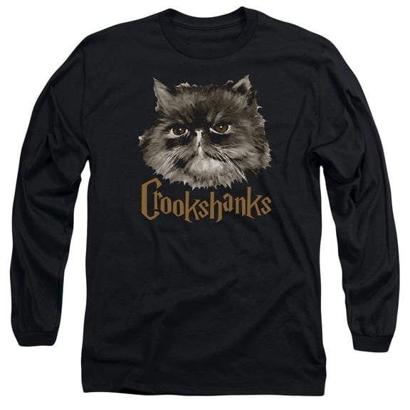 Harry Potter Crookshanks Long Sleeve Adult 18/1 T-Shirt Black