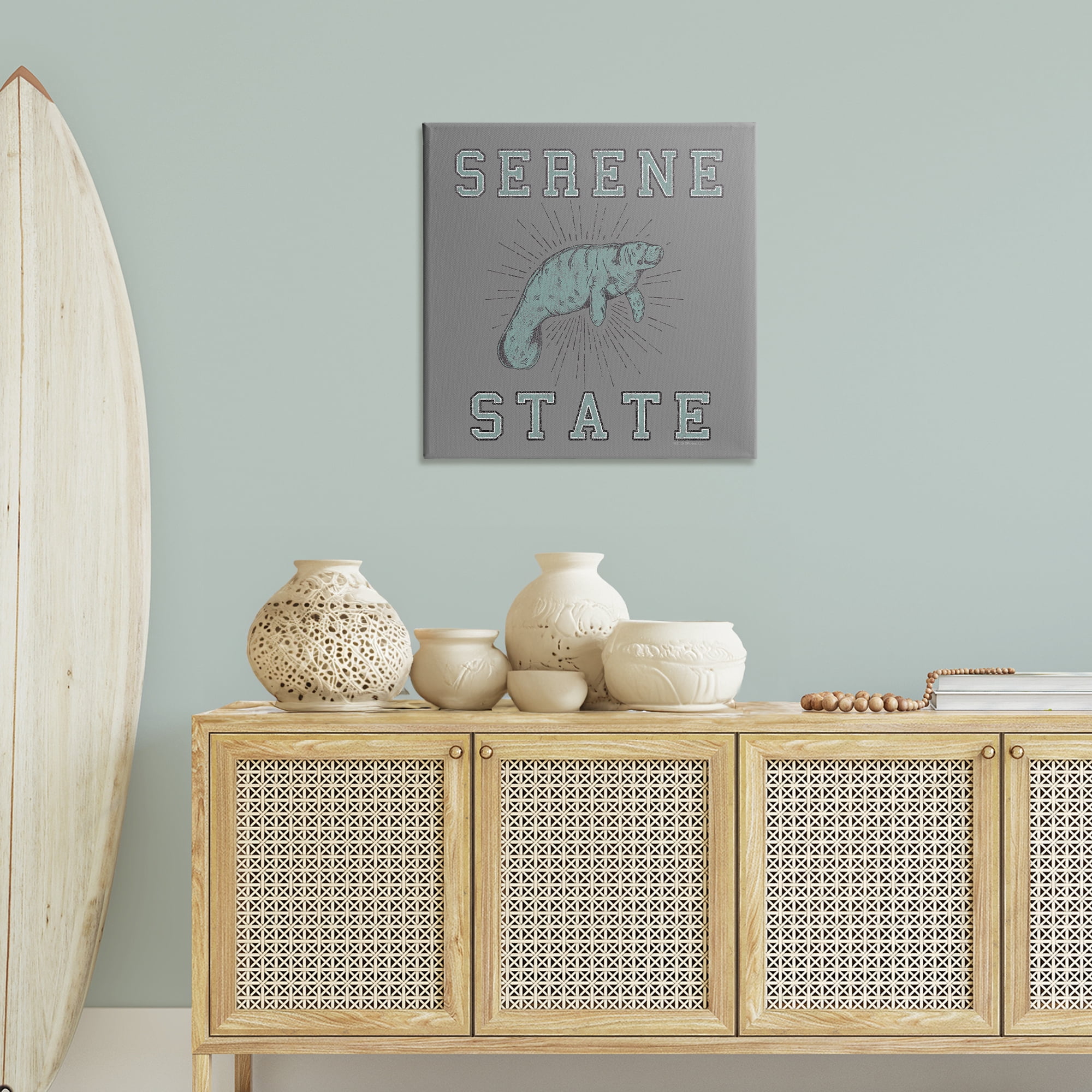 Stupell Industries Serene State Manatee Animals Painting Wrapped Canvas Art Print Wall Art, 30 x 30