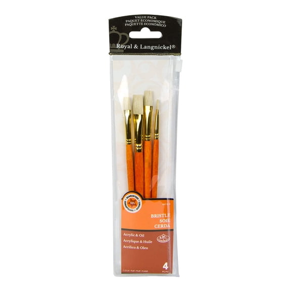 Royal & Langnickel 4pc Bristle Flat Art Brush Set