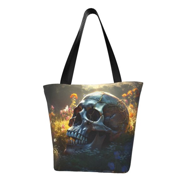 Easygdp Flower Field Skull Shoulder Bags for Women,Crossbody Bags Shoulder Purse Handbag for Women