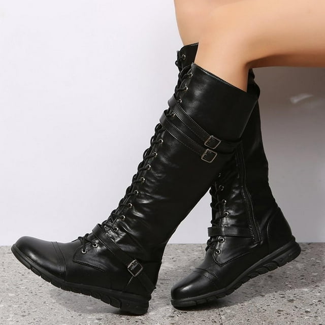 EGNMCR Bottes d'Hiver pour Femmes Bottes d'Hiver pour Femmes Chaussures à Talon Bas Confortables Extérieur Antidérapantes Extérieur Bottes Mi-Mollet