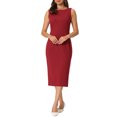 thumbnail image 1 of Vestido formal sin mangas de cuello barco para mujer Inspire Chic, midi, rojo, talla XL para el Día de la Madre, 1 of 5