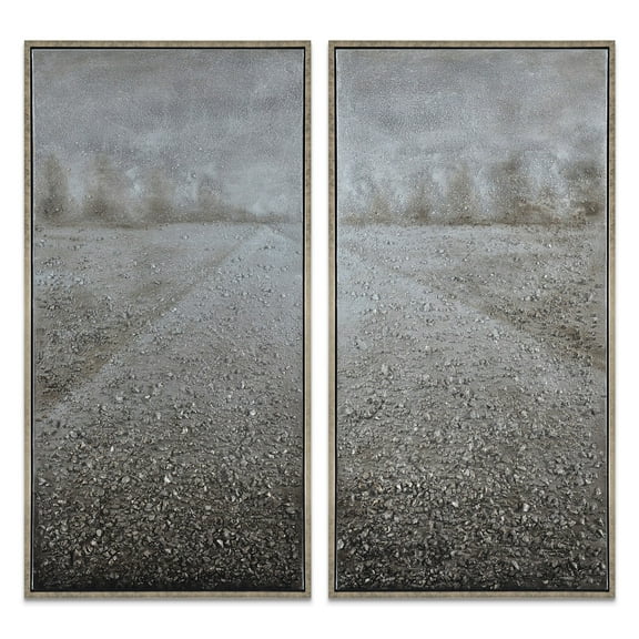 Empire Art Direct Pebble Road Textured Metallic Hand Painted Diptych Wall Art, 48" x 24" x 1.5", Ready to Hang