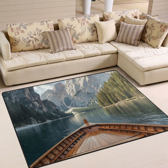 Yayeee Area Rugs for Living Room 5.2'x4' Indoor Non Slip Washable Bedroom Carpet, Wooden Boat