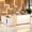 2-meter-tall tall cabinet in wood and beige, variant on Esheno Commercial Reception Desk L Shaped 70 inch LED Executive Desk Locking Cabinet Hidden Power Outlet RGB Lights for Office Lobby Salon