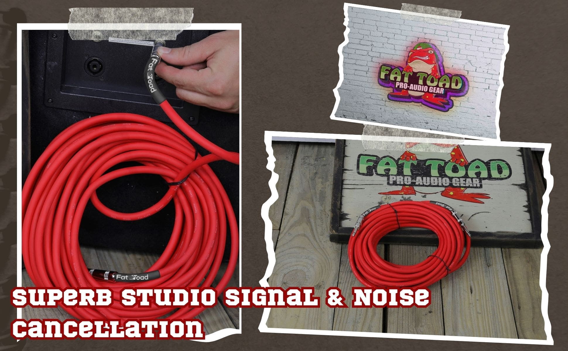Fat Toad Speaker Cable - 1/4" to 1/4 inch Male Jack - 50 ft Professional Pro Audio Red Speaker PA Patch Cord - 12 AWG Gauge Wire for Impeccable Studio Recording & Stage Performance Gear