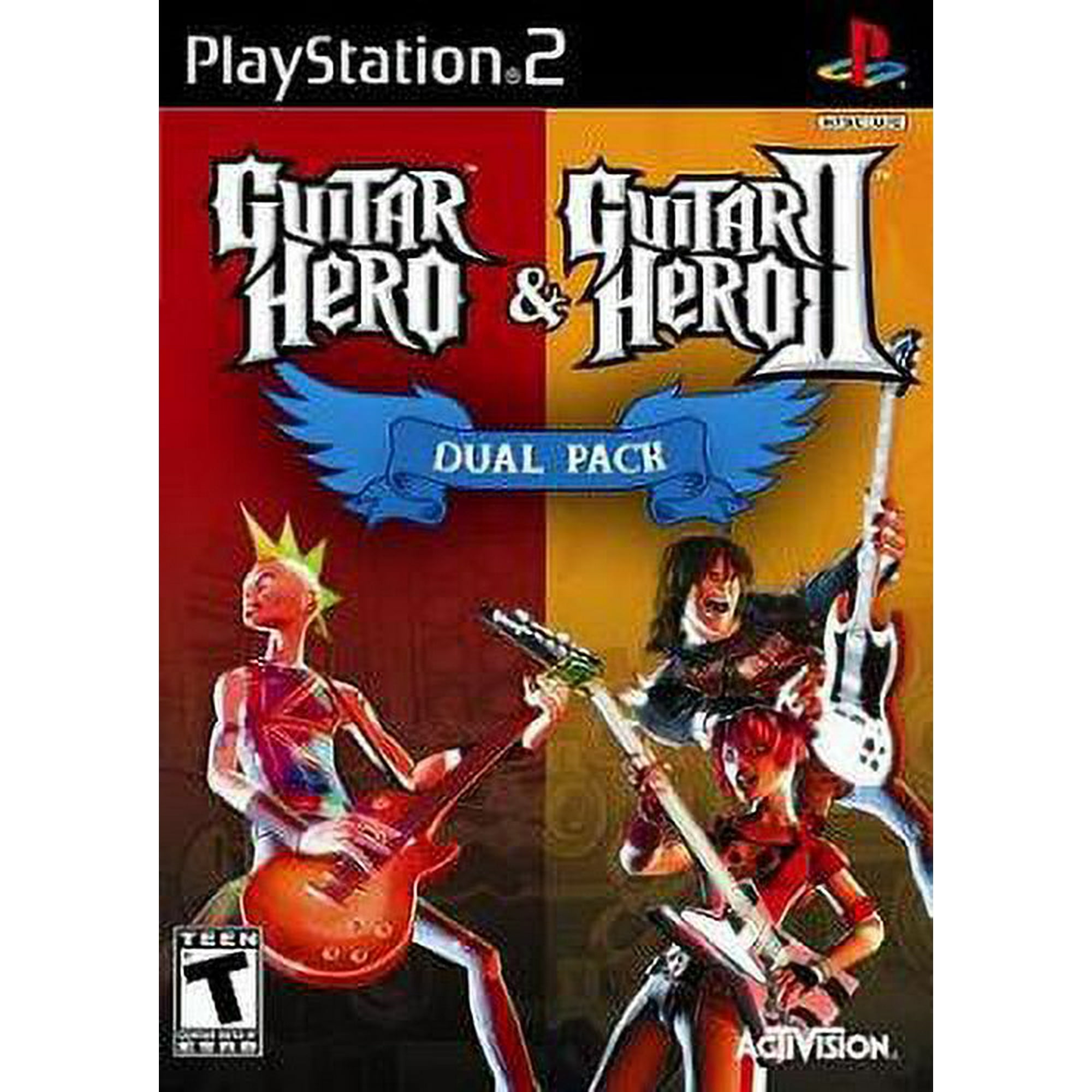 Guitar Hero II PS2 Black Gibson Games w/ Guitar Hero Bundle Box PlayStation factory 2.