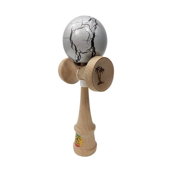 Bahama Kendama Crackle Standard Sized Kendama - Silver over Black