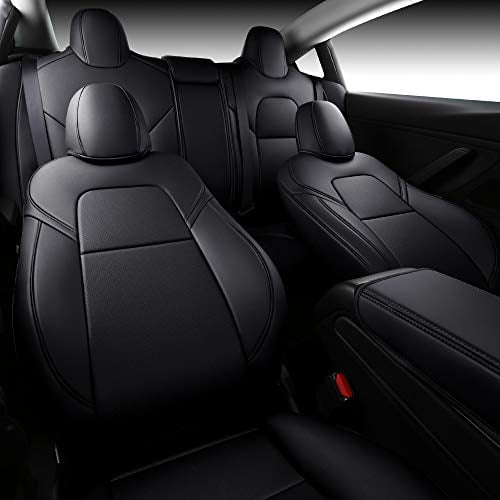 Inch Empire Car Seat Cover For Tesla Model 3 Pu Leather Protector 14pcs Fully Wrapped Custom Fit 2018 2019 2020 2021 All Season Black Com - Car Seat Covers For 2018 Kia Optima