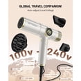 thumbnail image 2 of Travel Hair Dryer High-Speed Ionic Blow Dryer with Magnetic Diffuser Fast Drying Low Noise Lightweight Gold Hair Dryer for Women, 2 of 10