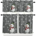 thumbnail image 2 of Snowman Kitchen Window Tier Curtains and Valance 3 Pieces Set Winter Snowflake Rod Pocket Window Valances Panel Privacy Cafe Curtains Bedroom Short Window Treatment Merry Christmas Grey Back, 2 of 5